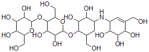CAS#: 12650-71-4, 4-O-[4-O-(alpha-D-Glucopyranosyl)-beta-D-Glucopyranosyl]-5-(Hydroxymethyl)-1-[[(1S,4R,5S,6S)-4,5,6-Trihydroxy-3-(Hydroxymethyl)-2-Cyclohexen-1-Yl]Amino]-1,5,6-Trideoxy-D-Chiro-Inositol