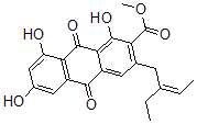 CAS 登录号：127172-90-1， 3-[(Z)-2-乙基丁-2-烯基]-1,6,8-三羟基-9,10-二氧代蒽-2-羧酸甲酯