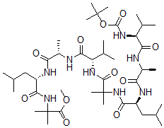 CAS 登录号：127363-91-1， 叔丁基氧羰基-缬氨酰-丙氨酰-亮氨酰-2-氨基异丁酰基-缬氨酰-丙氨酰-亮氨酰-2-氨基异丁酰基甲酯