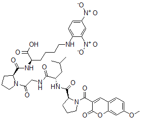 CAS 登录号：127376-94-7， N6-(2,4-二硝基苯基)-N2-(1-(N-(N-(1-((7-甲氧基-2-氧代-2H-1-苯并吡喃-3-基)羰基)-L-脯氨酰)-L-亮氨酰)甘氨酰)-L-脯氨酰)-D-赖氨酸