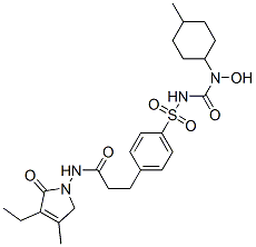 CAS 登录号：127554-89-6， 3-乙基-N-[2-[4-[[4-(羟基甲基)环己基]氨基甲酰基磺酰基]苯基]乙基]-4-甲基-2-氧代-5H-吡咯-1-甲酰胺