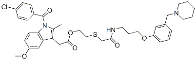 CAS#: 127966-70-5, 2-[2-Oxo-2-[3-[3-(Piperidin-1-Ylmethyl)Phenoxy]Propylamino]Ethyl]Sulfanylethyl 2-[1-(4-Chlorobenzoyl)-5-Methoxy-2-Methylindol-3-Yl]Acetate