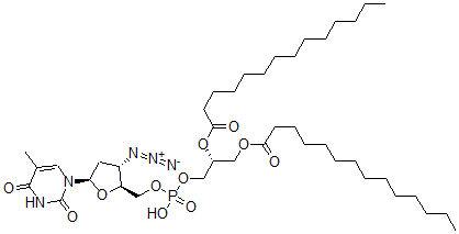 CAS 登录号：128008-46-8， [(2R)-3-[[(2S,3S,5R)-3-叠氮基-5-(5-甲基-2,4-二氧代嘧啶-1-基)四氢呋喃-2-基]甲氧基-羟基磷酰]氧基-2-十四烷酰氧基丙基]十四烷酸酯