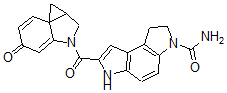 CAS 登录号:128050-92-0, (1aS)-7-((1a,2-二氢-5-氧代-1H-环丙并(c)吲哚-3(5H)-基)羰基)-1,6-二氢-苯并(1,2-b:4,3-b')二吡咯-3(2H)-甲酰胺