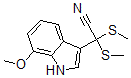 CAS 登录号：128717-80-6， 2-(7-甲氧基-1H-吲哚-3-基)-2,2-二(甲硫基)乙腈