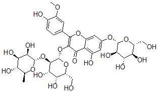 CAS#: 128988-18-1, Isorhamnetin 3-O-alpha-rhamnopyranosyl(1-2)-beta-galactopyranoside-7-O-beta-glucopyranoside