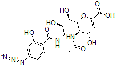 CAS 登录号：129178-63-8， (4S,5R,6R)-5-乙酰氨基-6-[(1R,2R)-3-[(4-叠氮基-2-羟基苯甲酰基)氨基]-1,2-二羟基丙基]-4-羟基-5,6-二氢-4H-吡喃-2-羧酸