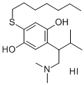 CAS 登录号:129658-39-5, 2-(1-二甲基氨基-3-甲基丁烷-2-基)-5-庚基硫基苯-1,4-二醇氢碘酸盐