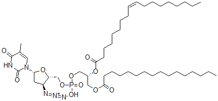 CAS 登录号：130466-13-6， [(2R)-1-[[(2S,3S,5R)-3-叠氮基-5-(5-甲基-2,4-二氧代嘧啶-1-基)四氢呋喃-2-基]甲氧基-羟基磷酰]氧基-3-棕榈酰氧基丙-2-基](Z)-十八碳-9-烯酸酯