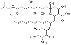 CAS#: 130767-46-3, (4E,6E,8E,10Z)-3-[(2R,3S,4S,5S,6R)-4-Amino-3,5-Dihydroxy-6-Methyloxan-2-Yl]Oxy-20,21,23,25,27-Pentahydroxy-17-Oxo-15-Propan-2-Yl-16,29-Dioxabicyclo[23.3.1]Nonacosa-4,6,8,10-Tetraene-28-Carboxylic Acid