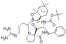 CAS#: 130982-44-4, (3aR-(2(S*),3aalpha,4alpha,6alpha,7aalpha))-N-((1,1-Dimethylethoxy)Carbonyl)-D-Phenylalanyl-N-(4-((Aminoiminomethyl)Amino)-1-(Hexahydro-3a,5,5-Trimethyl-4,6-Methano-1,3,2-Benzodioxaborol-2-Yl)Butyl)-L-Prolinamide