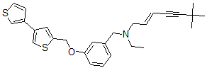 CAS 登录号：131060-14-5， (E)-N-乙基-6,6-二甲基-N-[[3-[(4-噻吩-3-基噻吩-2-基)甲氧基]苯基]甲基]庚-2-烯-4-炔-1-胺