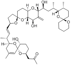 CAS#: 131204-29-0, 1-[(2S,6R,8S,11R)-2-[(E,2R)-4-[(2S,2'R,4R,4aS,6R,8aR)-4-hydroxy-2-[(1S,3S)-1-hydroxy-3-[(2S,3R,6S)-3-methyl-1,7-dioxaspiro[5.5]undecan-2-yl]butyl]-3-methylidene-spiro[4a,7,8,8a-tetrahydro-4H-pyrano[2,3-e]pyran-6,5'-oxolane]-2'-yl]but-3-en-2-yl]-11-hydroxy-4-methyl-1,7-dioxaspiro[5.5]undec-4-en-8-yl]propan-2-one