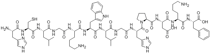 CAS#: 131334-43-5, L-Histidyl-L-Cysteinyl-L-Leucylglycyl-L-Lysyl-L-Tryptophyl-L-Leucylglycyl-L-Histidyl-L-Prolyl-L-alpha-Aspartyl-L-Lysyl-L-Phenylalanine