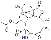 CAS 登录号:131400-39-0, (3R-(3R*,3aR*,4S*,4aS*,5R*,6R*,6aS*,7aR*,7bS*,8R*,8aS*,9aR*,11S*,11aR*))-4,6-二(乙酰氧基)-11-氯十四氢-3a,8-二羟基-3,5,7b-三甲基-10-亚甲基-环氧乙烷并(7,8)环氧乙烷并(3',4')苯并(1',2':4,5)环癸(1,2-b)呋喃-2(3H)-酮