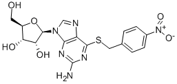 CAS 登录号：13153-27-0， 2-[2-氨基-6-[(4-硝基苄基)硫代]嘌呤-9-基]-5-甲醇-四氢呋喃-3,4-二醇