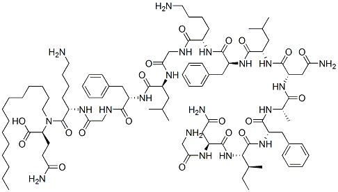 CAS 登录号：132499-65-1， 肉豆蔻基-甘氨酰-天冬氨酰精氨酰-异亮氨酰-苯丙氨酰-丙氨酰-天冬氨酰胺酰-亮氨酰-苯丙氨酰-赖氨酰-甘氨酰-亮氨酰-苯丙氨酰-甘氨酰-赖氨酰-谷氨酰胺