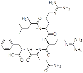 CAS 登录号：132733-02-9， (2S)-2-[[(2S)-5-氨基-2-[[(2S)-2-[[(2S)-2-[[(2S)-2-氨基-4-甲基戊酰基]氨基]-5-(二氨基亚甲基氨基)戊酰]氨基]-5-(二氨基亚甲基氨基)戊酰]氨基]-5-氧代戊酰]氨基]-3-苯丙酸