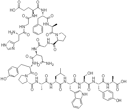 CAS 登录号：133531-91-6， 组氨酰甘氨酰-alpha-谷氨酰苯丙氨酰丙氨酰脯氨酰甘氨酰天冬氨酰胺酰酪氨酰脯氨酰丙氨酰亮氨酰色氨酰丝氨酰酪氨酰丙氨酸