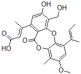CAS 登录号：133943-50-7， (E)-3-[1-[(E)-丁-2-烯-2-基]-9-羟基-10-(羟基甲基)-3-甲氧基-4-甲基-6-氧代苯并[c][1,5]苯并二氧杂卓-7-基]丁-2-烯酸