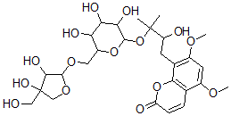 CAS#: 134018-84-1, 8-[3-[6-[[3,4-Dihydroxy-4-(Hydroxymethyl)Oxolan-2-Yl]Oxymethyl]-3,4,5-Trihydroxyoxan-2-Yl]Oxy-2-Hydroxy-3-Methylbutyl]-5,7-Dimethoxychromen-2-One