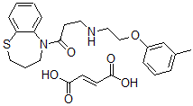 CAS 登录号:134296-41-6, 5-(3-(2-(3-甲基苯氧基)乙胺)丙酰基)-2,3,4,5-四氢-1,5-苯并硫氮杂卓(E)-2-丁烯二酸盐(1:1)