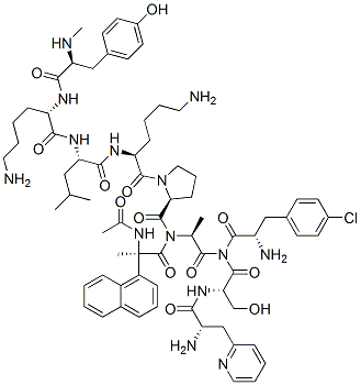 CAS 登录号：135216-07-8， N-乙酰基-2-萘基丙氨酰-4-氯苯丙氨酰-3-吡啶基丙氨酰-丝氨酰-N-甲基酪氨酰-赖氨酰-亮氨酰-赖氨酰-脯氨酰-丙氨酰胺
