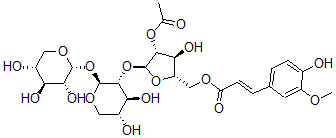 CAS 登录号：135546-60-0， [(2S,3S,4R,5S)-4-乙酰氧基-5-[(2S,3R,4S,5R)-4,5-二羟基-2-[(2R,3R,4S,5R)-3,4,5-三羟基四氢吡喃-2-基]氧基四氢吡喃-3-基]氧基-3-羟基四氢呋喃-2-基]甲基(E)-3-(4-羟基-3-甲氧基苯基)丙-2-烯酸酯
