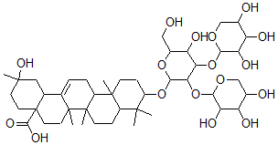 CAS 登录号：135630-75-0， 2-羟基-10-[5-羟基-6-(羟基甲基)-3,4-二[(3,4,5-三羟基四氢吡喃-2-基)氧基]四氢吡喃-2-基]氧基-2,6a,6b,9,9,12a-六甲基-1,3,4,5,6,6a,7,8,8a,10,11,12,13,14b-十四氢苉-4a-羧酸