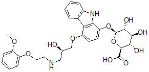CAS#: 136657-37-9, (2S,3S,4S,5R,6S)-3,4,5-Trihydroxy-6-[[4-[(2R)-2-Hydroxy-3-[2-(2-Methoxyphenoxy)Ethylamino]Propoxy]-9H-Carbazol-1-Yl]Oxy]Oxane-2-Carboxylic Acid