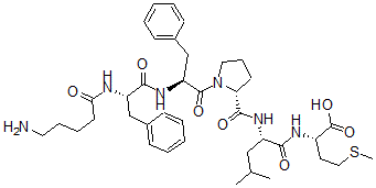 CAS 登录号：136912-73-7， (2S)-2-[[(2S)-2-[[(2R)-1-[(2S)-2-[[(2S)-2-(5-氨基戊酰氨基)-3-苯基丙酰基]氨基]-3-苯基丙酰基]吡咯烷-2-羰基]氨基]-4-甲基戊酰基]氨基]-4-甲硫基丁烷酸