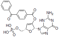 CAS 登录号：137154-74-6， [(2R,5S)-2-(2-氨基-6-氧代-3H-嘌呤-9-基)-5-(膦酰氧基甲基)-2,5-二氢呋喃-3-基]4-(苯甲酰基)苯甲酸酯