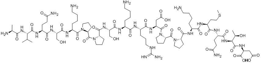 CAS 登录号：137181-56-7， L-丙氨酰-L-缬氨酰-L-谷氨酰胺酰-L-丝氨酰-L-赖氨酰-L-脯氨酰-L-脯氨酰-L-丝氨酰-L-赖氨酰-L-精氨酰-L-alpha-天冬氨酰-L-脯氨酰-L-脯氨酰-L-赖氨酰-L-蛋氨酰-L-谷氨酰胺酰-L-苏氨酰-L-天冬氨酸