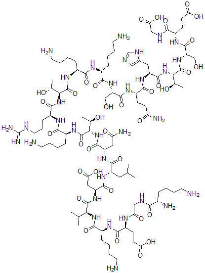 CAS#: 137593-46-5, L-Lysylglycyl-L-alpha-Glutamyl-L-Lysyl-L-Valyl-L-alpha-Aspartyl-L-Leucyl-L-Asparaginyl-L-Threonyl-L-Lysyl-L-Arginyl-L-Threonyl-L-Lysyl-L-Lysyl-L-Seryl-L-Glutaminyl-L-Histidyl-L-Threonyl-L-Seryl-L-alpha-Glutamyl-Glycine