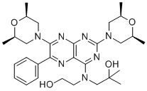 CAS 登录号：137694-16-7， 1-[[2,7-二[(2R,6S)-2,6-二甲基吗啉-4-基]-6-苯基蝶啶-4-基]-(2-羟基乙基)氨基]-2-甲基丙烷-2-醇