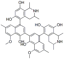 CAS 登录号：137893-48-2， 5-[3-[4-(6,8-二羟基-1,3-二甲基-1,2,3,4-四氢异喹啉-5-基)-1-羟基-8-甲氧基-6-甲基萘-2-基]-4-羟基-5-甲氧基-7-甲基萘-1-基]-1,3-二甲基-1,2,3,4-四氢异喹啉-6,8-二醇