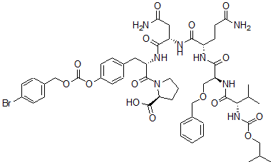 CAS 登录号：138865-77-7， 叔丁基氧羰基-缬氨酰-(苄基)丝氨酰-谷氨酰胺酰-天冬氨酰胺酰-(溴苄氧羰基)酪氨酰-脯氨酸