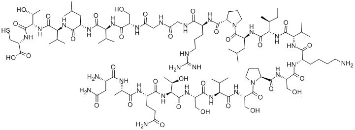 CAS 登录号:139227-42-2, L-天冬氨酰胺酰-L-丙氨酰-L-谷氨酰胺酰-L-苏氨酰-L-丝氨酰-L-缬氨酰-L-丝氨酰-L-脯氨酰-L-丝氨酰-L-赖氨酰-L-缬氨酰-L-异亮氨酰-L-亮氨酰-L-脯氨酰-L-精氨酰甘氨酰甘氨酰-L-丝氨酰-L-缬氨酰-L-亮氨酰-L-缬氨酰-L-苏氨酰-L-半胱氨酸
