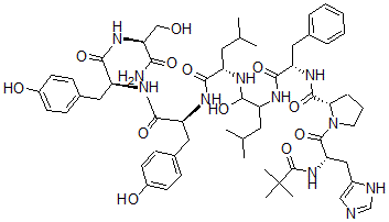 CAS#: 139890-66-7, N-[2-[[N-[1-[N-(2,2-Dimethyl-1-oxopropyl)-L-histidyl]-L-prolyl]-L-phenylalanyl]amino]-1-hydroxy-4-methylpentyl]-L-leucyl-L-tyrosyl-L-tyrosyl-L-Serinamide