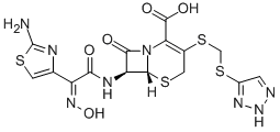 CAS 登录号：140128-74-1， (6R,7R)-7-[[(2E)-2-(2-氨基-1,3-噻唑-4-基)-2-羟基亚氨基乙酰基]氨基]-8-氧代-3-(2H-三唑-4-基硫甲硫基)-5-硫杂-1-氮杂双环[4.2.0]辛-2-烯-2-羧酸