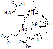 CAS#: 140395-23-9, (2S-(2alpha,3beta,18(R*)))-18-(((5-Amino-5-Carboxypentyl)Amino)Carbonyl)-20-Carboxy-8-Ethenyl-13-Ethyl-2,3-Dihydro-3,7,12,17-Tetramethyl-21H,23H-Porphine-2-Propanoic Acid alpha-Methyl Ester