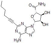 CAS 登录号：142103-07-9， (2S,3S,4R,5R)-5-(6-氨基-2-己-1-炔基嘌呤-9-基)-3,4-二羟基四氢呋喃-2-甲酰胺