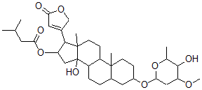 CAS#: 14259-51-9, 3beta-[(2,6-Dideoxy-3-O-Methyl-beta-D-Lyxo-Hexopyranosyl)Oxy]-14-Hydroxy-16beta-(3-Methyl-1-Oxobutyloxy)-5beta-Card-20(22)-Enolide