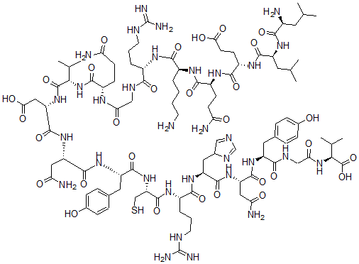 CAS#: 142609-55-0, L-Leucyl-L-Leucyl-L-alpha-Glutamyl-L-Glutaminyl-L-Lysyl-L-Arginylglycyl-L-Glutaminyl-L-Valyl-L-alpha-Aspartyl-L-Asparaginyl-L-Tyrosyl-L-Cysteinyl-L-Arginyl-L-Histidyl-L-Asparaginyl-L-Tyrosylglycyl-L-Valine