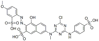 CAS#: 14408-24-3, 7-[[4-Chloro-6-[(4-Sulphophenyl)Amino]-1,3,5-Triazin-2-Yl]Methylamino]-4-Hydroxy-3-[(4-Methoxy-2-Sulphophenyl)Azo]Naphthalene-2-Sulphonic Acid