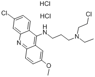 CAS 登录号：146-59-8， N-(2-氯乙基)-N'-(6-氯-2-甲氧基吖啶-9-基)-N-乙基丙烷-1,3-二胺二盐酸盐