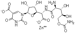 CAS 登录号：146659-78-1， 5-[[2-氨基-5-O-(氨基羰基)-2-脱氧-L-木糖酰基]氨基]-1-(5-羧基-3,4-二氢-2,4-二氧代-1(2H)-嘧啶基)-1,5-二脱氧-B-D-呋喃阿洛糖醛酸锌盐(1:1)