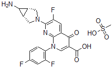 CAS 登录号：146836-84-2， 7-[(1R,5S)-6-氨基-3-氮杂双环[3.1.0]己烷-3-基]-1-(2,4-二氟苯基)-6-氟-4-氧代-1,8-萘啶-3-羧酸甲磺酸盐