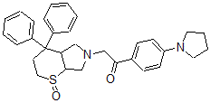 CAS 登录号：146862-49-9， 2-[1-氧代-4,4-二(苯基)-2,3,4a,5,7,7a-六氢噻喃并[3,2-c]吡咯-6-基]-1-(4-吡咯烷-1-基苯基)乙酮