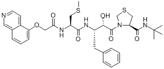 CAS 登录号：147318-81-8， (4R)-N-叔丁基-3-[(2S,3S)-2-羟基-3-[[(2R)-2-[(2-异喹啉-5-基氧基乙酰基)氨基]-3-甲硫基丙酰基]氨基]-4-苯基丁酰基]-1,3-噻唑烷-4-甲酰胺